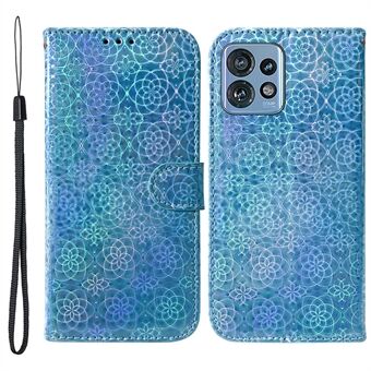 Voor Motorola Moto X40 5G / Edge+ (2023) / Edge 40 Pro 5G Dazzling Flower Patroon Leren Hoesje Portemonnee Stand Cover voor Telefoon