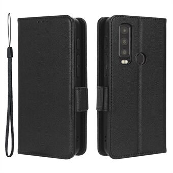 Voor Motorola Defy 2 5G / Cat S75 5G PU Leren Portemonnee Hoesje met Litchi Textuur, Opklapbaar Telefoonhoesje met Standfunctie en Strap.