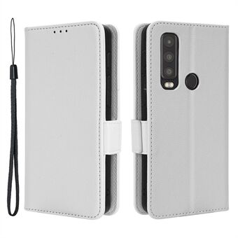 Voor Motorola Defy 2 5G / Cat S75 5G PU Lederen Portemonnee Hoesje met Litchi textuur, Flip standaard en Draagriem.