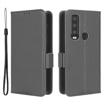 Voor Motorola Defy 2 5G / Cat S75 5G PU Lederen Portemonnee Hoesje met Litchi Textuur, Flip Stand en Strap.