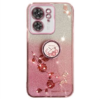 KADEM Voor Motorola Edge 40 5G Hoesje TPU Glitter Bloemen Telefoonhoesje met Ringhouder