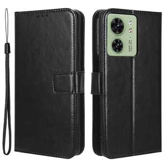 Voor Motorola Edge 40 5G Crazy Horse Texture TPU + PU Leather Case Wallet Phone Stand Cover met riem