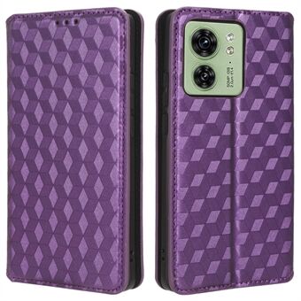 Voor Motorola Edge 40 5G Telefoon Cover Rhombus bedrukt Shell PU lederen Stand Fall Proof Case