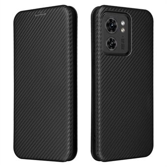 Voor Motorola Edge 40 5G PU Leather Carbon Fiber Texture Cover Stand Card Holders Magnetic Closure Phone Case