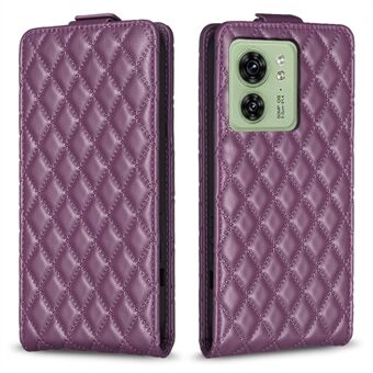 BF30 Voor Motorola Edge 40 5G Verticale Flip Anti-val Telefoon Case Rhombus Bedrukt Kaarthouder Lederen Cover