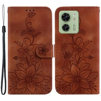 Voor Motorola Edge 40 5G bedrukte Lily Flower telefoonhoes PU lederen hoes met Stand portemonnee