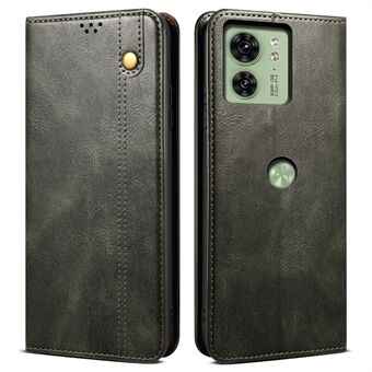 Voor de Motorola Edge 40 5G Case Waxy Crazy Horse Textuur Leren Portemonnee Cover.