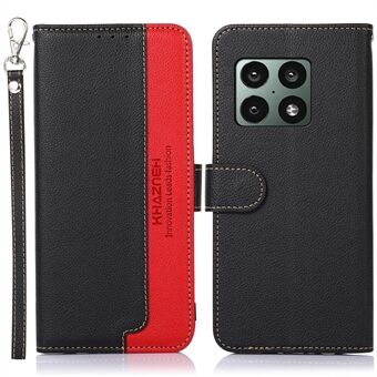 KHAZNEH Litchi textuur PU-leer opvouwbare Stand telefoonhoes portemonnee beschermende schaal met RFID-blokkeerfunctie voor OnePlus 10 Pro 5G