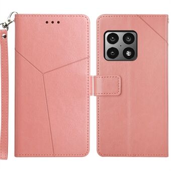 PU-lederen smartphone-bekleding Shell Y-vormige lijnen Bedrukt Handige riem Magnetische Stand Standaard portemonnee-hoesje voor OnePlus 10 Pro 5G