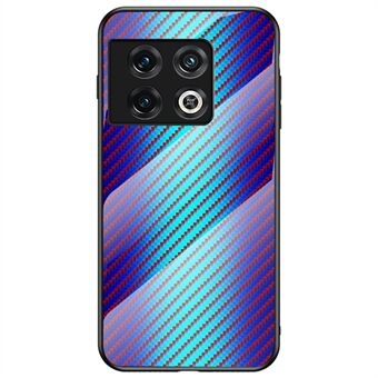 Telefoonhoesje met koolstofvezeltextuur voor OnePlus 10 Pro 5G, Scratch gehard glas + pc + TPU-hoes