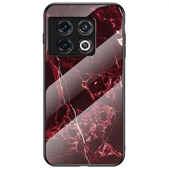 Voor OnePlus 10 Pro 5G Marmerpatroon Gehard glas + PC Hardback Flexibel TPU-frame Telefoonhoesje