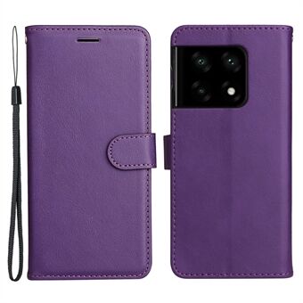 KT Leather Series-2 portemonnee-hoesje voor OnePlus 10 Pro 5G, PU-leer TPU schokbestendig flip-folio Stand cover met polsband