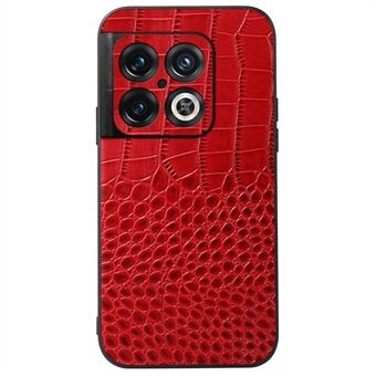 Voor OnePlus 10 Pro 5G Krokodillentextuur Echt rundleer gecoat PC + TPU Telefoonhoesje