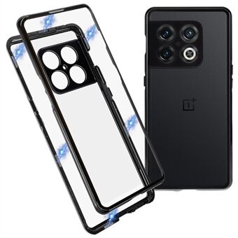 Voor OnePlus 10 Pro 360-graden Full Body Case Dubbelzijdig Gehard Glas Magnetische Adsorptie Metalen Bumper Frame Clear Cover