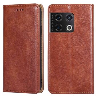 Voor OnePlus 10 Pro 5G PU Lederen Portemonnee Stijl Telefoon Cover Innerlijke TPU Stand Magnetische Auto-geabsorbeerde Anti-val Case