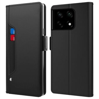 Voor OnePlus 10 Pro 5G make-upspiegel PU lederen cover magnetische sluiting aan de zijkant schokbestendige Stand kaarthouder telefoonhoesje