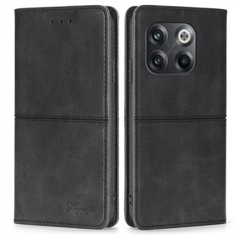 Voor OnePlus 10T 5G / ACE Pro 5G Anti-val telefoonhoesje Magnetisch automatisch geabsorbeerd PU-leer Koeienhuid getextureerde Stand Telefoonhoesje met kaartsleuven