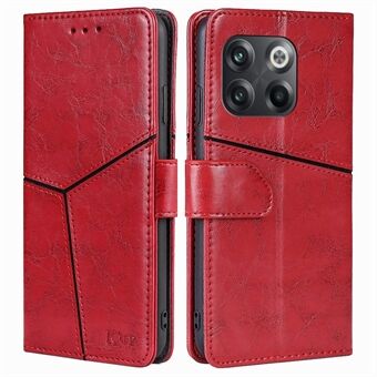 Voor OnePlus 10T 5G / ACE Pro 5G Schokbestendig Telefoonhoesje Splitsen Geometrisch Patroon PU Lederen Stand Portemonnee Folio Flip Cover