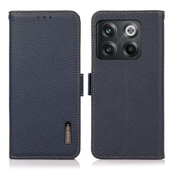 KHAZNEH voor OnePlus 10T 5G / ACE Pro 5G RFID-blokkerende portemonnee Flip mobiele telefoonhoes Litchi-textuur Echt lederen standaard Magnetische valbestendige Stand