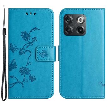 Voor OnePlus 10T 5G / ACE Pro 5G Vlinderbloem Bedrukte telefoonhoes PU lederen portemonnee cover Stand schokbestendig telefoonhoesje met riem