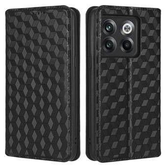 Portemonneehoes voor OnePlus 10T 5G / ACE Pro 5G, flip PU lederen Stand met opdruk Rhombus telefoonhoesje