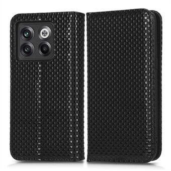 Telefoon flip portemonnee cover voor OnePlus 10T 5G / ACE Pro 5G, rastertextuur PU lederen Stand hoes magnetisch automatisch geabsorbeerd beschermend omhulsel