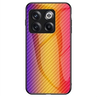 Voor OnePlus 10T 5G/ ACE Pro 5G Koolstofvezel Textuur Gehard Glas Case Hard PC Zachte TPU Anti- Scratch Schokbestendige Cover