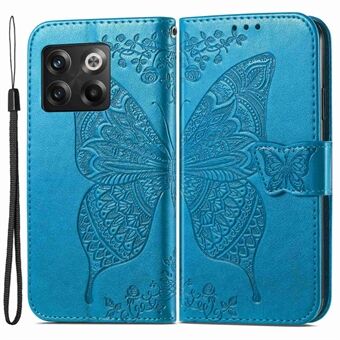 Voor OnePlus 10T 5G / ACE Pro 5G Bedrukt Vlinderpatroon PU-leer Schokbestendig hoesje Stand Portemonnee Folio Flip Telefoonhoesje met riem