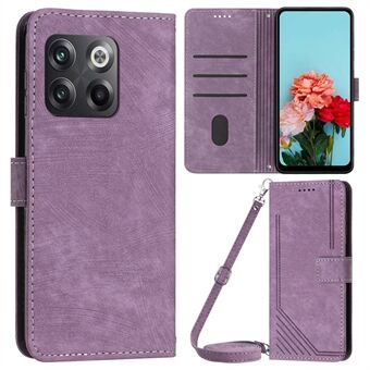 Voor OnePlus ACE Pro 5G / 10T 5G Portemonnee Telefoon Stand Case Lijnen Bedrukt PU Lederen Cover met Bandjes