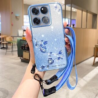 KADEM voor OnePlus 10T 5G / Ace Pro 5G hoesje glanzend met strass steentjes en TPU telefoonhoesje met bandje.