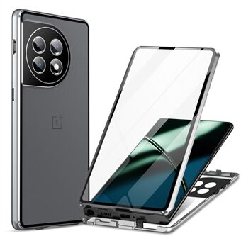 Metalen frame case voor OnePlus 11 5G PC + telefoonhoes van gehard glas Volledige bescherming met slot