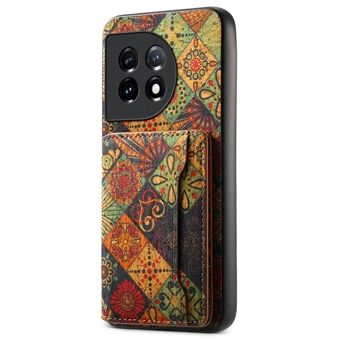 Voor OnePlus 11 5G schokbestendige hoes met standaard en kaartsleuf, gemaakt van PU+TPU+PC materiaal.