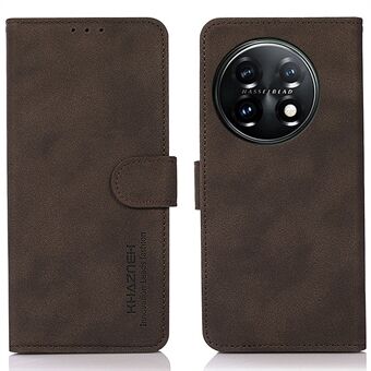 KHAZNEH PU lederen telefoonhoesje voor OnePlus 11 5G getextureerde magnetische sluiting Stand portemonnee cover