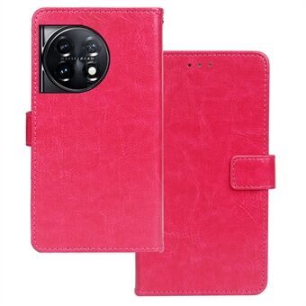 IDEWEI voor OnePlus 11 5G magnetische sluiting portemonnee telefoonhoes Crazy Horse textuur Stand PU lederen telefoonhoes