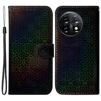 Voor OnePlus 11 5G Valbestendig telefoonhoesje Oogverblindend bloemenpatroon Stand PU lederen telefoonhoes