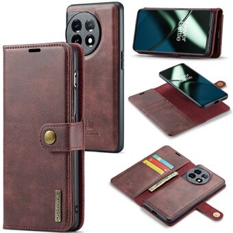 DG.MING voor OnePlus 11 5G afneembare magnetische anti-drop case split lederen portemonnee Stand telefoonhoes