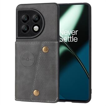 Voor OnePlus 11 5G Kaarthouder Telefoonhoesje PU-leer gecoate TPU standaardhoes met metalen plaat voor automontage