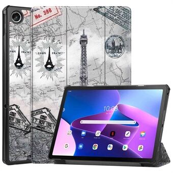 Voor Lenovo Tab M10 Plus (Gen 3) Patroonbedrukking Drievoudige Stand PU Leren Tablethoes met automatische slaap-/wakefunctie.