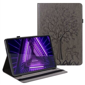 Voor Lenovo Tab M10 Plus (Gen 3) Imprinting Tree Deer Pattern Tablet Hoesje PU Lederen Kaartsleuven Stand Shell