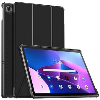 Voor de Lenovo Tab M10 Plus (Gen 3) Trifold Stand Full Protection PU Leren Tablethoes met automatische aan/uit-functie en volledige bescherming - Zwart.