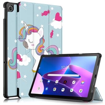 Voor Lenovo Tab M10 Plus (3e generatie) / Xiaoxin Pad 2022 10.6 inch 125FTB-128F Trifold Stand Case Patroonafdrukken PU-leer Automatisch wakker worden / slapen Slimme hoes.