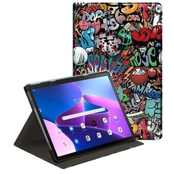 Voor Lenovo Tab M10 Plus (3rd Gen) / Xiaoxin Pad 2022 10.6 inch Anti-kras Anti-val Pennenhouder Ontwerp Patroon Print Roterende Stand Ontwerp PU Leren Tablethoes met Automatische Wake / Slaap functie