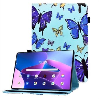 Voor de Lenovo Tab M10 Plus (Gen 3) patroon print tablet hoesje van PU leer met kaartsleuven, standaard, folio, automatisch ontwaken/slapen functie, elastische band en potloodhouder.