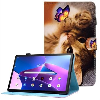 Stikpatroon bedrukte leren hoes voor Lenovo Tab M10 Plus (3e generatie) / Xiaoxin Pad 2022 10.6 inch, schokbestendige standaard met kaartsleuven beschermhoes