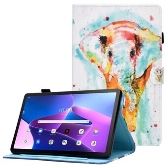 PU-leren standaard tablet hoes voor Lenovo Tab M10 Plus (3e generatie) / Xiaoxin Pad 2022 10.6 inch, met stikpatroon print en kaarthouder cover.