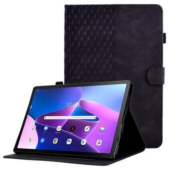 Auto Wake / Sleep Schokbestendige hoes voor Lenovo Tab M10 Plus (3e generatie) / Xiaoxin Pad 2022 10.6 inch Patroon gegraveerde anti-val hoes effen kleur gestikte tablet leren standaard hoes met kaartsleuven