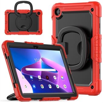 Stevige beschermhoes voor Lenovo Tab M10 Plus (3e generatie) / Xiaoxin Pad 2022 10.6 inch 125FU / 128FU krasbestendige tablethoes PC + siliconen schokbestendige cover. Deze hoes heeft een 360-graden draaibare standaard en een schouderriem.