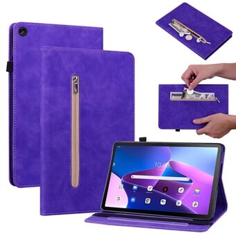 Ritszak PU-leren hoesje voor Lenovo Tab M10 (Gen 3), tabletcover in effen kleur met elastische band en standaard