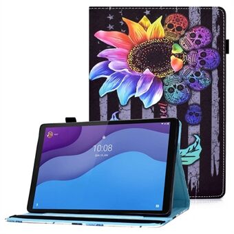 Voor Lenovo Tab M10 (Gen 3) TB-328FU / TB-328XU Printpatroon Lederen Stand Beschermhoes Kaartsleuven Slimme Hoes met Elastische Band en Potloodhouder