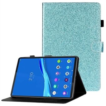 Voor Lenovo Tab M10 (Gen 3) TB-328FU / TB-328XU Glitter Powder PU Lederen Folio Hoes Kaartsleuven Ontwerp Vouwbare Standaard Automatisch Wekken / Slapen Slimme Hoes met Pennenhouder